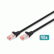 DIGITUS CAT 6 S/FTP câble patch, 10 pièces, 3 m, noir - noir 4016032441922