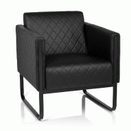 Fauteuil lounge ARUBA BLACK châssis noir simili cuir 1 place noir hjh OFFICE - noir plastique 713301