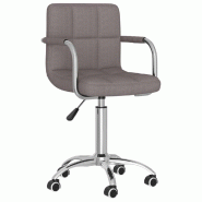 Helloshop26 - Chaise fauteuil siège pivotante de bureau informatique étude tissu taupe 02_0024180 - acier 3000214726083