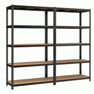 Helloshop26 - Étagère charge lourde à 5 niveaux 60 x 120 x 200 cm meuble de rangement en acier montage sans outil étagère de garage 12_0005570 -