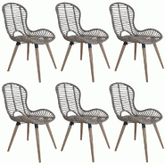VidaXL Chaises à manger lot de 6 marron rotin naturel Modèle Prestige Horizon - 275839