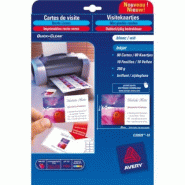 AVERY 80 cartes de visite Quick&Clean r/v° bords lisses Recto Brillant / Verso Mat, blanches 250 g/m² 85 x 54 mm, Jet d'encre (10 feuilles A4 / cdt)