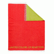 Benetton - Plaid 140x190cm 320gsm 60% coton 40% acrylique rouge&vert - multicolore BE007