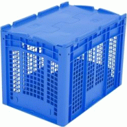BITO Bacs gerbables norme Europe, série XL L600 mm x l400 mm x H438 mm bleu - bleu plastique polypropylène 4250692929295