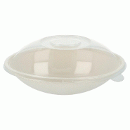 Bol ovale bagasse blanche+couvercle 22x13,5x5,5+4,5cm - par 100
