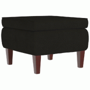 Décoshop26 - Tabouret assise repose-pied avec pieds en bois assise confortable en velours noir DEC026314 - Bois massif 3000255746637