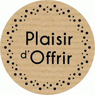 Etiquette cadeau adhésive Plaisir d'Offrir kraft points noirs Ø35mm - par 500