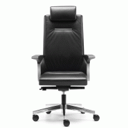 Fauteuil de Direction cuir KO1 avec têtière - Sokoa. - cuir noir_0