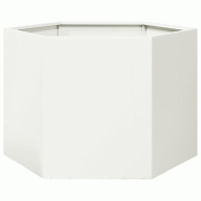 Helloshop26 - Jardinière bac lit surélevé plantes fleurs terrasse jardin hexagone 69 x 60 x 45 cm acier blanc 02_0038649 - 3000217658299