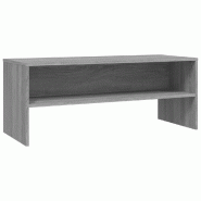 Helloshop26 - Meuble TV contemporain pratique avec rangement 100 x 40 x 40 cm en bois d'ingénierie gris sonoma 02_0048148 - gris Bois massif 30002351