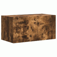 Helloshop26 - Meuble TV mural moderne avec étagères pratique 60 x 31 x 29,5 cm en bois d'ingénierie chêne fumé 02_0054892 - Bois massif 3000238709482