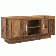 Helloshop26 - Meuble TV rectangulaire design rustique salon rangement pratique 102 x 35 x 45 cm en bois ancien 02_0052672 - Bois massif 3000237535068