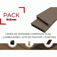 PACK 1 M² LAME DE TERRASSE COMPOSITE DUAL ACCESSOIRES (4 COLORIS) 3600MM - COLORIS - BEIGE CLAIR, EPAISSEUR - 25MM, LARGEUR - 14 CM, LONGUEUR - 360 CM, SURFACE COUVERTE EN M² - 1