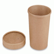 Pack Pot à Soupe Kraft NOVABOWL 750ml / 75CL (Bol+Couvercle) - Carton FSC 330g + 18g PE Étanche - Lot de 500 - beige en carton BGT75