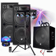 Pack SONO BM SONIC MEGA BASSES 3200W Caisson/Subwoofer bi-amplifié 18" 46cm - HP 215, Portique 4 Lumières SONO DJ SOIREE MIX BAR - 3666638042927