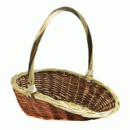 Panier fruitière incliné osier "Glanne" naturel et marron 40x32x13/36cm -par 25