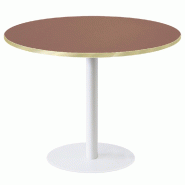 RestooTab - Table Rome XL blanc Ø120cm rosso jaipur fenix chants couleur laiton - rouge Bois manufacturé TB-ROMXL1-R120M-ROSS.J-LAI