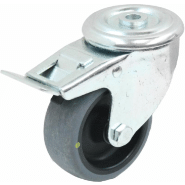 Roulette pivotante/frein de 100 mm avec caoutchouc thermoplastique gris conducteur d'électricité Roulette pivotante/frein de 100 mm avec caoutchouc thermoplastique gris conducteur d'électricité