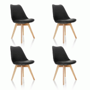 Siège visiteur / Chaise coque SCANDI Plastique noir Set dans un lot de 4 hjh OFFICE - noir plastique 661011