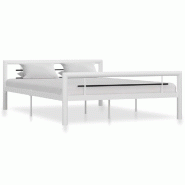 VidaXL Cadre de lit sans matelas blanc et noir métal 160x200 cm Modèle Rerlénis - 284548