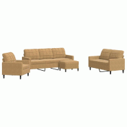 VidaXL Ensemble de canapés 4 pcs avec coussins Marron Velours Modèle Virelia - 3278368
