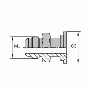 Adaptateurs droit mâle JIC x collet SAE - Série 3000 - MJ 3/4 / CB3 30-1/2 - Ø 3/4' - Ø 1/2'
