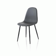 AQA Design Ensemble de 4 chaises en imitation cuir gris ALBA L.44 P.50 H.85 MP01836 - gris textile MP01836