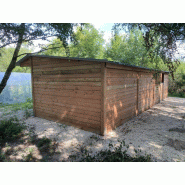 Box avec Abri et Sellerie - BOX017 - Module 2 Boxes en Bois Douglas avec Toiture Bac Acier