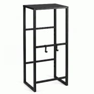 COSTWAY étagère pour 2 caisses boissons, étagère métallique 3 niveaux avec plateau, 2 crochets et inclinaison réglable - noir métal FM32326NW