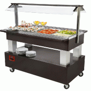 Diamond - Buffet - Salad bar réfrigéré, 4 x GN 1/1-150 (bois Wengé) professionnel – BSB/4N-B1-R2 - gris inox AKS-BSB/4N-B1-R2