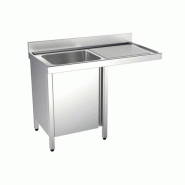 Distform Plonge inox 1 bac sur placard fermé et passage lave-verres P 550 mm-bac à gauche longueur 1200mm - 8445842000825