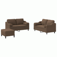 Ensemble de canapés 3 pcs avec coussins marron tissu Modèle Helios Design Plus - 8721012067967