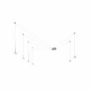 Fabas Luce Suspension LED Isabella 48W 3000K Dimmable d 350 cm Aluminium satiné - Variateur intelligent intégré - gris 8019282513940
