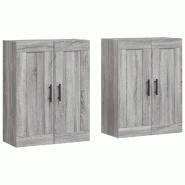 Helloshop26 - Lot de 2 armoires murales rangement pratique 69,5 x 34 x 90 cm en bois d'ingénierie sonoma gris 02_0055495 - gris Bois massif 300023904