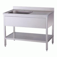 KBS Gastrotechnik KBS Evier 1400x700x850 mm avec rebord 1 cuve à gauche avec fond de cuve - Acier inoxydable 18/10 91621105