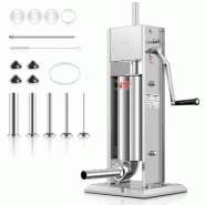 Leevot poussoir à saucisses manuel vertical TV5L - 5L inox 304 - 2 vitesses - 4 tubes de remplissage - valve de décompression - inox TV5L