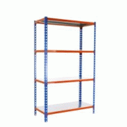 PROREGAL Étagère pour charges lourdes MID METAL SHARK | HxLxP 150x120x40cm | Charge du compartiment 200kg | Bleu-orange - bleu métal PR_RS138-39 PROREGAL Étagère pour charges lourdes MID METAL SHARK | HxLxP 150x120x40cm | Charge du compartiment 200kg | Bleu-orange - bleu métal PR_RS138-39
