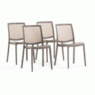 RATTATAN Lot de 4 chaises empilables en polypropylène, pieds antidérapants, ergonomiques, pour salle à manger, jardin, terrasse, bars, restaurants�