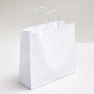 Sac kraft poignées torsadées blanc 35x12x31,5cm - par 50