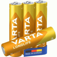 VARTA Pile alcaline - Longlife - AAA / LR03 - lot de 4 - argenté 4903121422