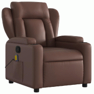 VidaXL Fauteuil de massage inclinable Marron Similicuir Modèle Xervoriax - 8721012200821