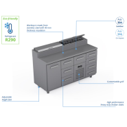 Comptoir réfrigéré en acier inoxydable -1600 × 660 × 900 mm - CSTV-16-1304 Comptoir réfrigéré en acier inoxydable -1600 × 660 × 900 mm - CSTV-16-1304