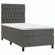 Décoshop26 - Lit avec LED, sommier, tête de lit ajustable et matelas 80x200 cm en velours gris foncé TDL0208273 - gris 3001280888002 Décoshop26 - Lit avec LED, sommier, tête de lit ajustable et matelas 80x200 cm en velours gris foncé TDL0208273 - gris 3001280888002