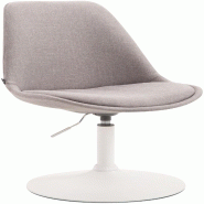 Décoshop26 - Chaise de salle à manger x1 pivotante hauteur réglable en tissu gris et pied trompette en métal blanc 10_0008279 - blanc métal 30002