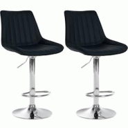 Décoshop26 - Lot de 2 tabourets de bar réglable en hauteur pivotant à 360° assise en PVC noir couture verticale pied métal chromé 10_0004421 - n Décoshop26 - Lot de 2 tabourets de bar réglable en hauteur pivotant à 360° assise en PVC noir couture verticale pied métal chromé 10_0004421 - n