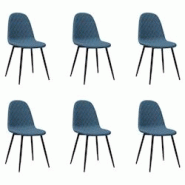 Décoshop26 - Set de 6 chaises de salle à manger design simple en velours bleu et métal noir DEC025675 - bleu 3000255380817 Décoshop26 - Set de 6 chaises de salle à manger design simple en velours bleu et métal noir DEC025675 - bleu 3000255380817