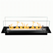 Divina Fire Brûleur pour cheminée au bioéthanol bio-cheminée en acier avec vitres de 65 cm - noir 8056157809944