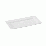 Ecolomique - 50Pcs - Assiette rectangulaire blanche en pulpe  260x130mm - blanc Bagasse ECO210APU1327F