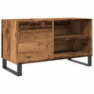 Helloshop26 - Armoire à disques vintage bois 84,5 x 38 x 48 cm grand espace de rangement style industriel en bois vieux 02_0051124 - Bois massif 3000