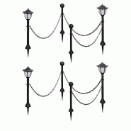 Helloshop26 - Lot de 4 lampes solaires avec piquets pour jardin extérieur lumineux 70 x 70 x 70 cm en PP noir 02_0046368 - noir 3000234204448